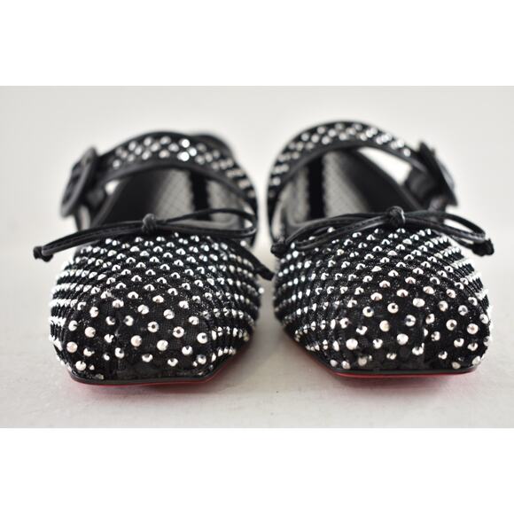 Christian Louboutin Mamastrapitina Flat Black Crystal Mesh Ballet Ballerina 38.5 - Picture 12 of 16